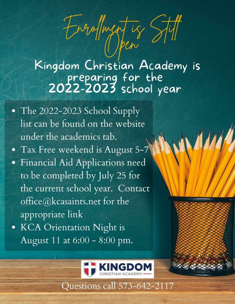 KCA Preparing for 2022-2023