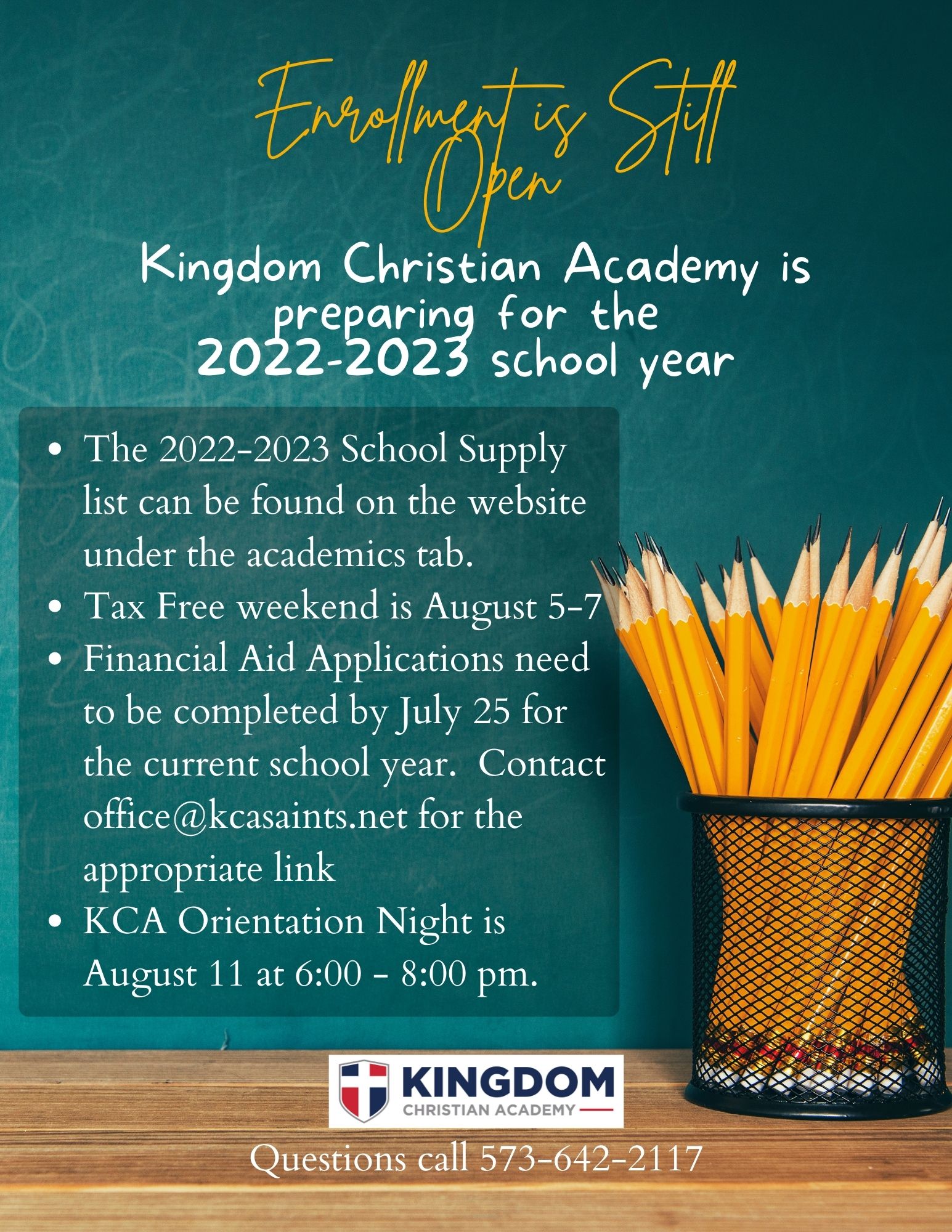 KCA is Preparing for the 20222023 School Year Kingdom Christian Academy