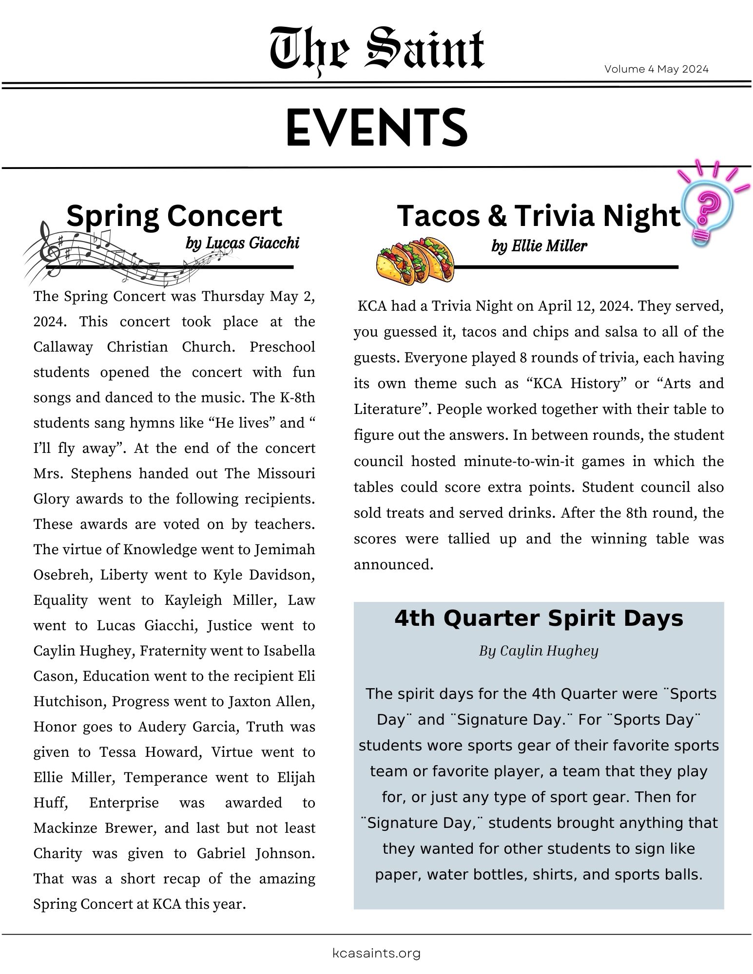 The Saint Newsletter Q4 (pg 2)