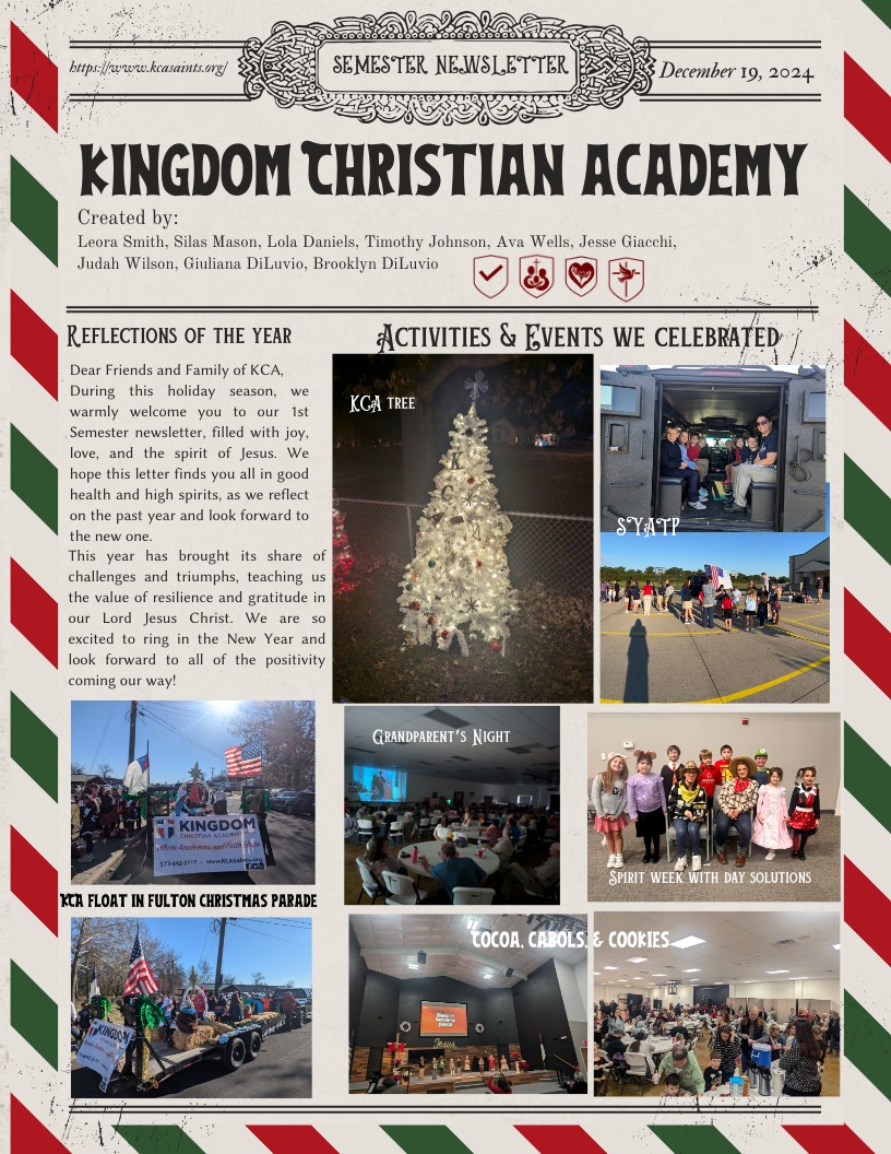 2024 Fall Semester Newsletter (pg 1)